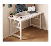 Bureau Informatique Pliable Structure Acier Solide Style Moderne Bureau for Petits espaces for Enfant Ado Fille for Salon Domicile(White2,120x50cm/47x20in)