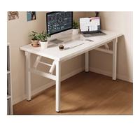 Bureau Informatique Pliable Structure Acier Solide Style Moderne Bureau for Petits espaces for Enfant Ado Fille for Salon Domicile(White1,120x50cm/47x20in)