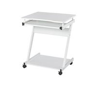 HOMCOM Bureau Informatique Roulant - Bureau Mobile - Table d'ordinateur - Tablette coulissante Clavier + étagère - Blanc