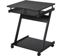 HOMCOM Bureau Informatique Roulant Bureau Mobile Table d'Ordinateur Noir | Tablette Coulissante Clavier + Étagère