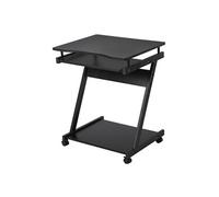 Bureau informatique roulant - bureau mobile - table d'ordinateur - tablette coulissante clavier + étagère - noir