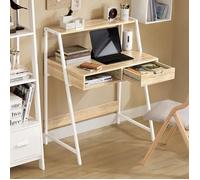 Bureau Informatique SoBuy Table de Bureau Secrétaire avec Tiroir et Étagère Bureau Design Pratique en Métal Blanc 81x50x100 cm