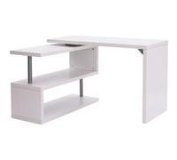 Bureau informatique modulable avec bibliothèque design métal chromé blanc - HOMCOM