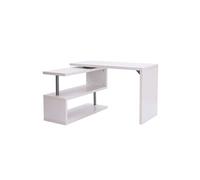Bureau informatique modulable avec bibliothèque design métal chromé blanc - HOMCOM