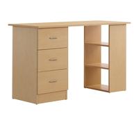 HOMCOM Bureau Informatique Table Multi-Fonctions 3 tiroirs 2 étagères dim. 120L x 49l x 72H cm MDF Aspect Bois Clair