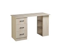 HomCom - Bureau informatique 120 x 50 cm - 3 tiroirs, 2 étagères - Bois naturel
