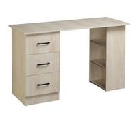 HomCom - Bureau informatique 120 x 50 cm - 3 tiroirs, 2 étagères - Bois naturel