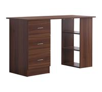 HOMCOM Bureau avec Rangement, Table Informatique 120 x 50 cm, Bureau d'ordinateur avec étagères et tiroirs, pour Petits espaces, Chambre à Coucher, Aspect Noyer