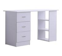 HOMCOM Table d'Ordinateur Table de Bureau avec Rangement 3 Tiroirs et 3 Compartiments 120 x 49 x 72 cm Blanc aosom france