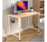 Bureau informatique - VIVOLILV - Avec Support Amovible de Surélévation et crochet - Bois clair - 80x40x75cm