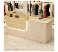 Bureau ionique moderne avec éclairage LED verrouillable pour clavier et étagères - Comptoir élégant pour les halls d'entreprise et d'hôtel - Affichage droit G - 120 x 60 x 100 cm