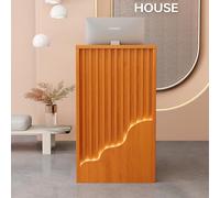 Bureau ionique moderne en forme de L et compteur de statistiques - Table simple pour restaurants et petits magasins - Bureau compact et mobilier de bureau ionique
