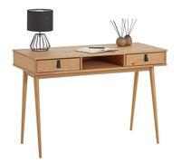 IDIMEX Bureau Kim en pin Massif avec 2 tiroirs et 1 Niche lasuré Brun