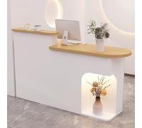 Bureau LED moderne avec tiroir et armoire - Table de réception blanche - 130 x 50 x 105 cm - Élégante table de bienvenue pour bureau et entreprise - Comptoir de réception élégant