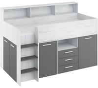 BUREAU LIT SUPERPOSÉ BIBLIOTHÈQUE POUR ENFANTS NEO L cm206x120x138h BLANC GRAPHI