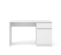 Bureau MAJA 130 cm blanc mat - moderne & pas cher, tiroir + placard, grand plateau
