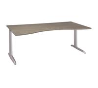 Bureau Manager Actual - L.180 x P.90 cm - Plateau Chêne grisé- Pieds métal en L Aluminium