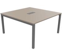 Bureau manager Burocolor avec trappe d'accès - L.140 x P.143 cm - Plateau Argile - Pieds Aluminium