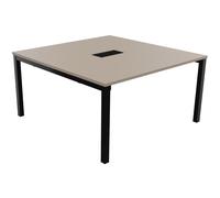 Bureau manager Burocolor avec trappe d'accès - L.140 x P.143 cm - Plateau Argile - Pieds Noir