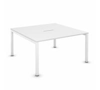 Bureau manager Burocolor avec trappe d'accès - L.140 x P.143 cm - Plateau Blanc - Pieds Blanc