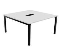 Bureau manager Burocolor avec trappe d'accès - L.140 x P.143 cm - Plateau Blanc - Pieds Noir