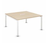 Bureau manager Burocolor avec trappe d'accès - L.140 x P.143 cm - Plateau Chêne - Pieds Blanc