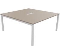 Bureau manager Burocolor avec trappe d'accès - L.160 x P.163 cm - Plateau Argile - Pieds Blanc