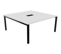 Bureau manager Burocolor avec trappe d'accès - L.160 x P.163 cm - Plateau Blanc - Pieds Noir