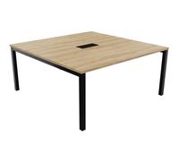 Bureau manager Burocolor avec trappe d'accès - L.160 x P.163 cm - Plateau Chêne Nebraska - Pieds Noir