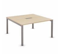 Bureau manager Burocolor avec trappe d'accès - L.160 x P.163 cm - Plateau Chêne - Pieds Aluminium