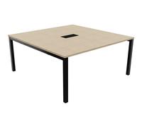 Bureau manager Burocolor avec trappe d'accès - L.160 x P.163 cm - Plateau Chêne - Pieds Noir