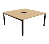 Bureau manager Burocolor avec trappe d'accès - L.160 x P.163 cm - Plateau Hêtre - Pieds Noir