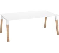 Bureau manager ECLA L 200 x P 100 cm blanc piètement métal et bois - - Bruneau