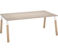 Bureau manager ECLA L 200 x P 100 cm chêne clair piètement métal et bois - - Bruneau