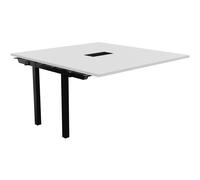 Bureau manager Suivant Burocolor avec trappe d'accès - L.140 x P.143 cm - Plateau Blanc - Pieds Noirs