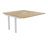 Bureau manager Suivant Burocolor avec trappe d'accès - L.140 x P.143 cm - Plateau Chêne Nebraska - Pieds Blancs