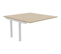 Bureau manager Suivant Burocolor avec trappe d'accès - L.140 x P.143 cm - Plateau Chêne - Pieds Blancs