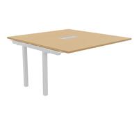 Bureau manager Suivant Burocolor avec trappe d'accès - L.140 x P.143 cm - Plateau Hêtre - Pieds Blancs