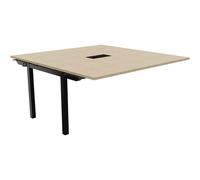 Bureau manager Suivant Burocolor avec trappe d'accès - L.160 x P.163 cm - Plateau Chêne - Pieds Noirs