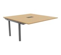 Bureau manager Suivant Burocolor avec trappe d'accès - L.160 x P.163 cm - Plateau Hêtre - Pieds Aluminium