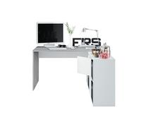 Habitdesign modèle Adapta XL Bureau multiposition réversible, table pour ordinateur, finition Blanc « Artik » et gris ciment, 74 x 136 x 139 cm