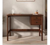 IDIMEX Marlo Bureau en bois massif couleur châtaignier - Bureau en bois avec 2 tiroirs - Table de bureau à domicile avec espace de rangement - Design minimaliste