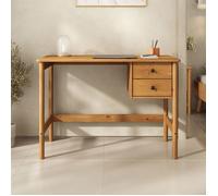 IDIMEX Bureau Marlo H 76 cm avec 2 Tiroirs en Bois Massif Coloris Chêne, Bureau Droit avec Rangement Intégré
