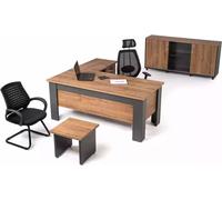 Bureau marron Ensemble complet de bureau Table Armoire Bureau d'angle