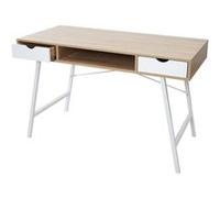 Bureau HWC-E92, table d'ordinateur, structure 3D 120x60cm brun naturel, blanc
