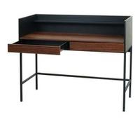 Bureau Hwc-J79, Table D'ordinateur De Bureau, Tiroir 120x50cm Bois Métal Aspect Noyer Multicolore