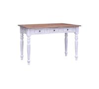 Bureau avec Tiroirs Table d'Étude Ordinateur Blanc Bois d'Acajou Massif vidaXL