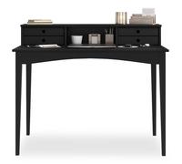 IDIMEX Bureau Milano secrétaire en Pin Massif avec 4 tiroirs et 1 Niche, Noir