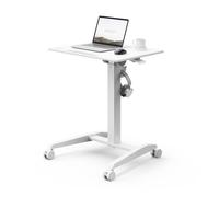 Bureau Mobile à Roulettes, SENSE7 Hauteur Réglable et Plateau Inclinable - Table d'Appoint PC Portable, Lit/Canapé - Blanc