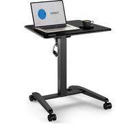 SENSE7 Bureau réglable Mobile Desk avec 4 roulettes, 70x52 cm, Bureau Assis-Debout Pliable, Plateau inclinable, Table Mobile pour Ordinateur Portable avec Crochet, Poste de Travail Ergonomique, Black